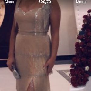 Jovani fringe costum made gown gorgeous